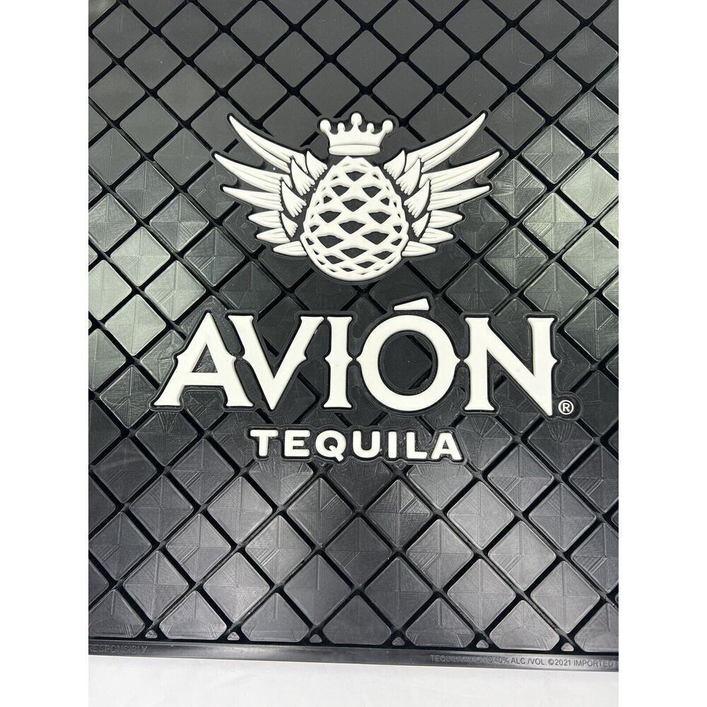 Avion Tequila Rubber BAR SPILL MAT 14”x14” Rail Man Cave Bar Black White NEW - Picture 2 of 8